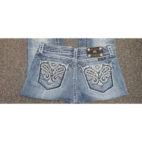 Miss Me JWS57B Bootcut Jeans Womens Sz 29x32 Embellished Rhinestone Paisley - Picture 2 of 4